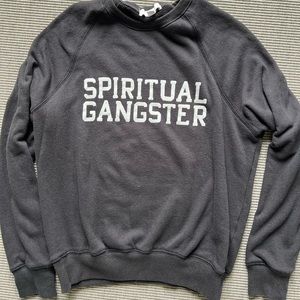Spiritual Gangster Black Crewneck Sweatshirt with White Logo
